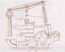 Drawing of one of first steam machine for boat drive.